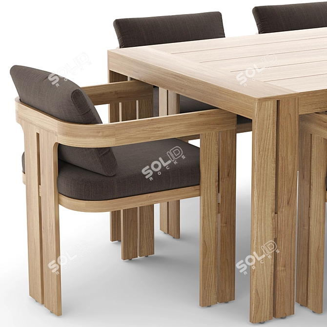 Modern Outdoor Dining Set 3D model image 2