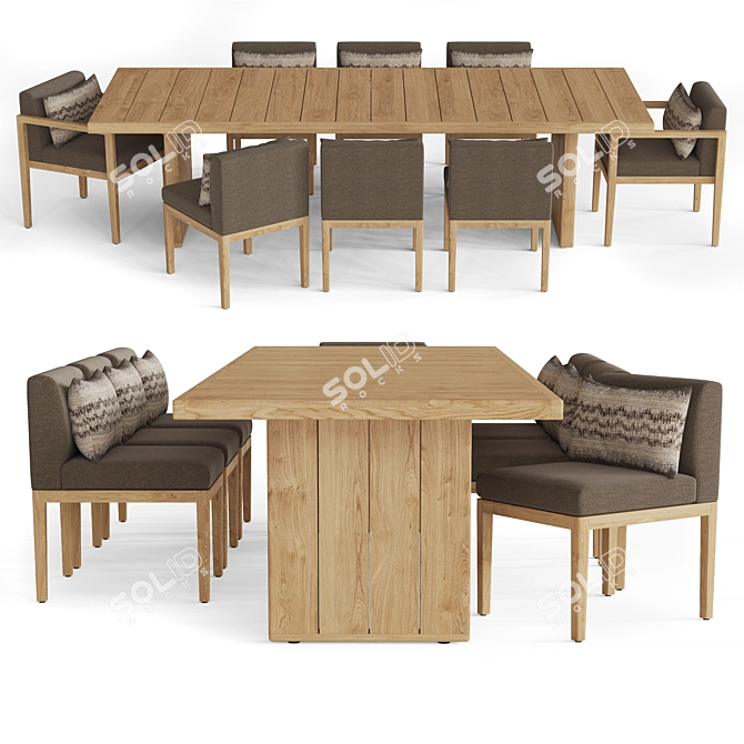 Restoration Hardware Santos Teak Dining Table 3D model image 2