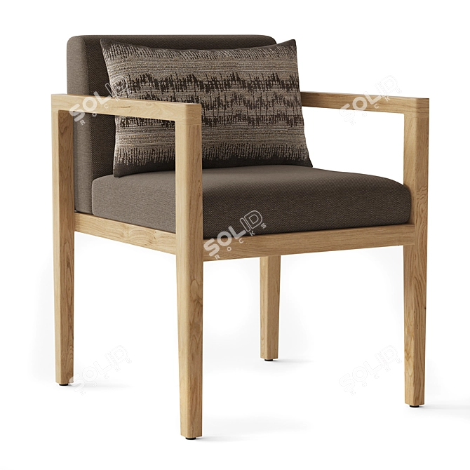 Restoration Hardware Teak Dining Armchair 3D model image 1