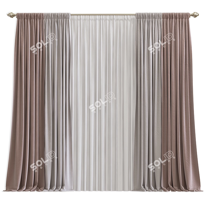 Refined Curtain Design 3D model image 1