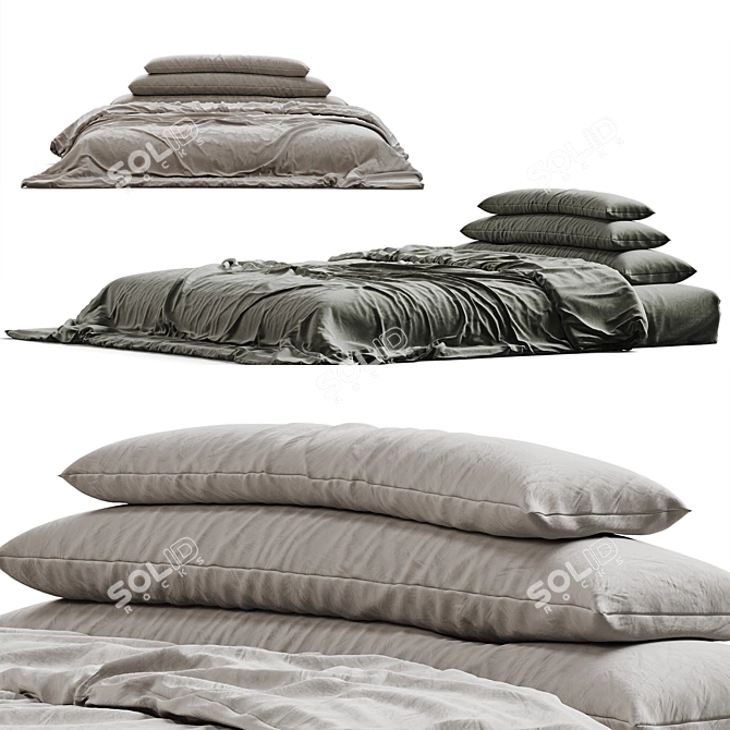 Linen Bedding Set in 6 3D model image 2