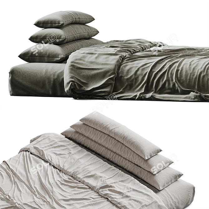 Linen Bedding Set in 6 3D model image 3