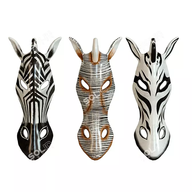 Safari Zebra Mask Set 3D model image 1