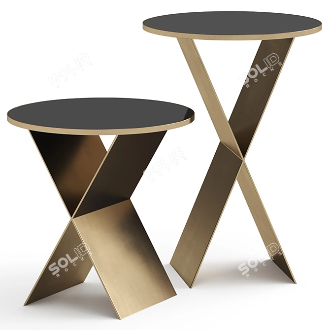 Sleek Fitch Side Table Set 3D model image 1