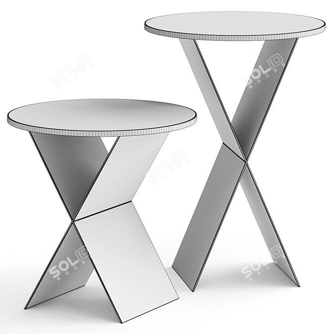 Sleek Fitch Side Table Set 3D model image 2