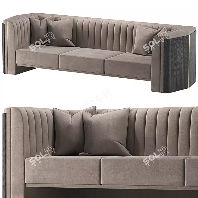 Algerone Velvet Luxury Sofa 3D model image 1