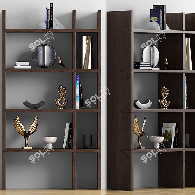 Elegant Decor Bookcase with Marble 3D model image 1