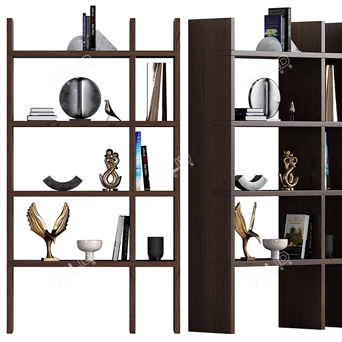 Elegant Decor Bookcase with Marble 3D model image 2