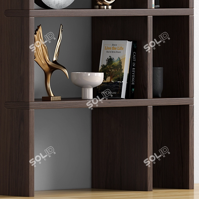 Elegant Decor Bookcase with Marble 3D model image 4