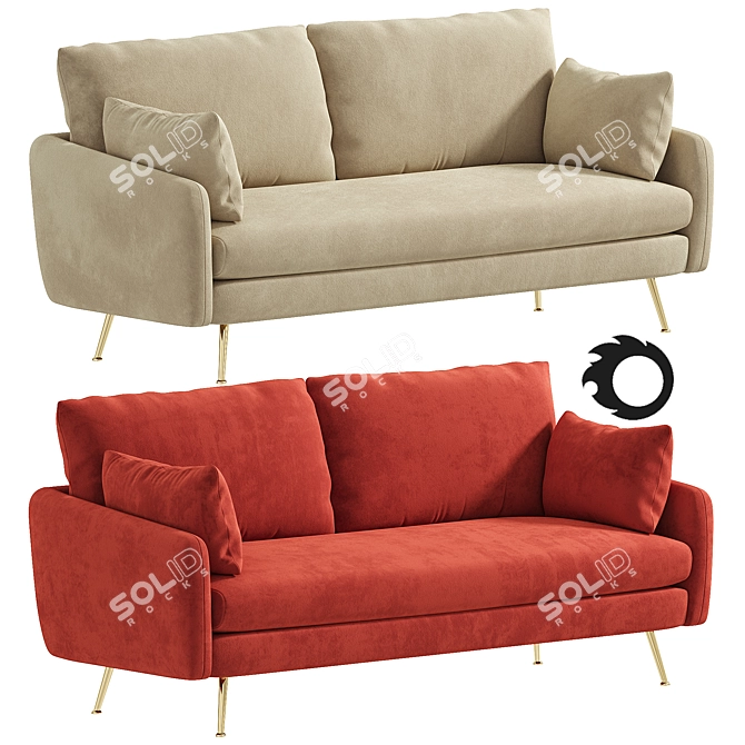 Modern Park Sofa in Velvet 3D model image 1