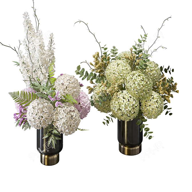  Hydrangea Delphinium Eucalyptus Set 3D model image 2