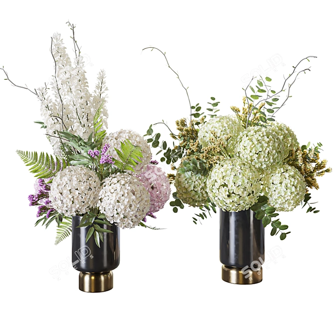  Hydrangea Delphinium Eucalyptus Set 3D model image 3