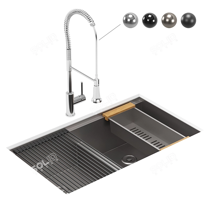 High-Quality 3D Kitchen Sink Model 3D model image 2