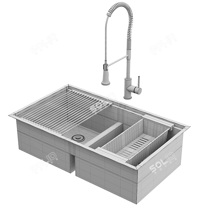 High-Quality 3D Kitchen Sink Model 3D model image 7