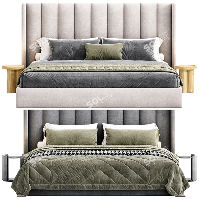 Modern Low Profile Bed Frame 3D model image 3