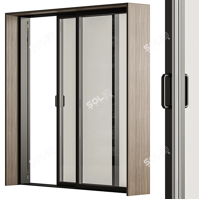 Modern Metal Glass Door Set 3D model image 1