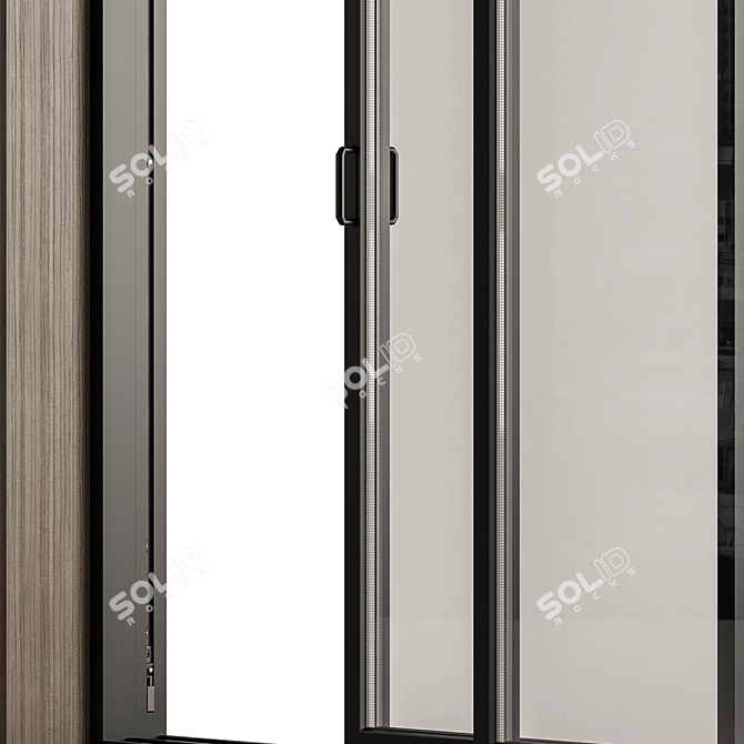 Modern Metal Glass Door Set 3D model image 3