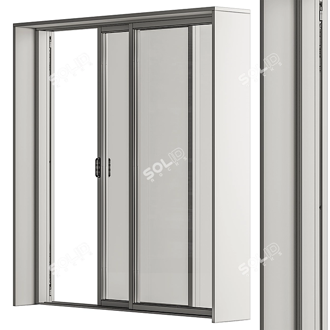 Modern Metal Glass Door Set 3D model image 5