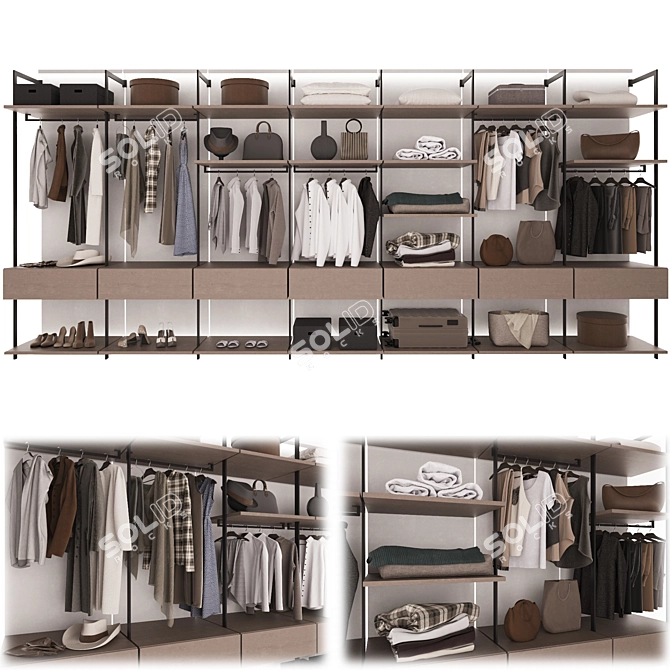 Modern Straight Wardrobe Composition 3D model image 2