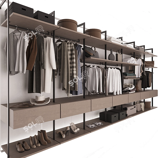 Modern Straight Wardrobe Composition 3D model image 3