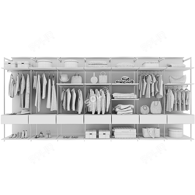 Modern Straight Wardrobe Composition 3D model image 4