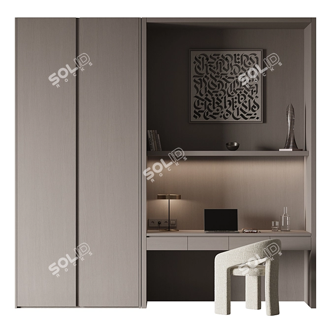 Spacious Height-Adjustable Workstation 3D model image 1