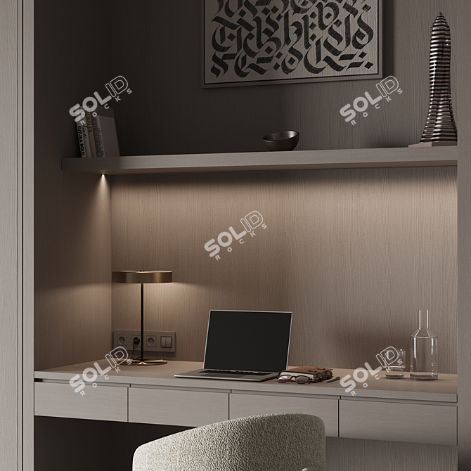 Spacious Height-Adjustable Workstation 3D model image 2