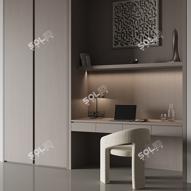 Spacious Height-Adjustable Workstation 3D model image 3