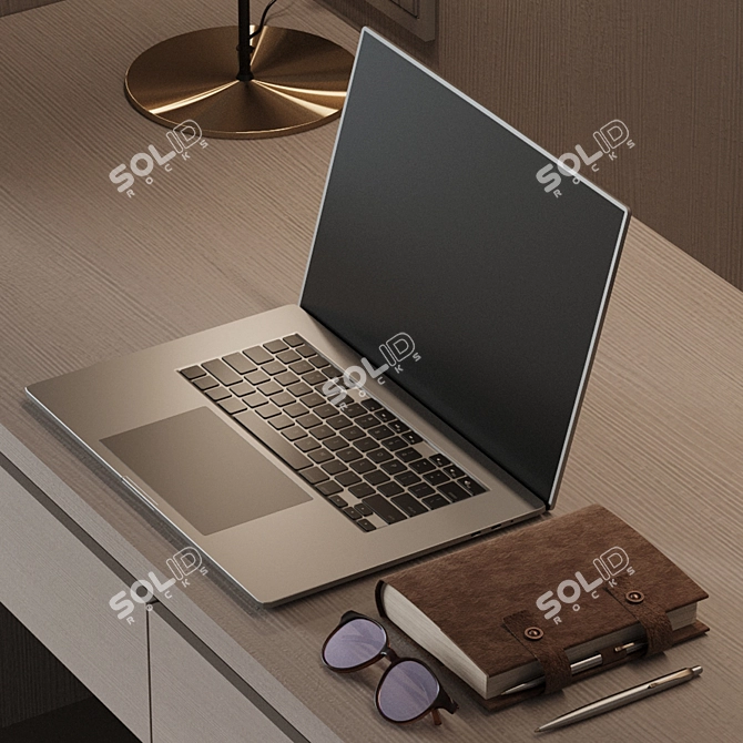 Spacious Height-Adjustable Workstation 3D model image 4