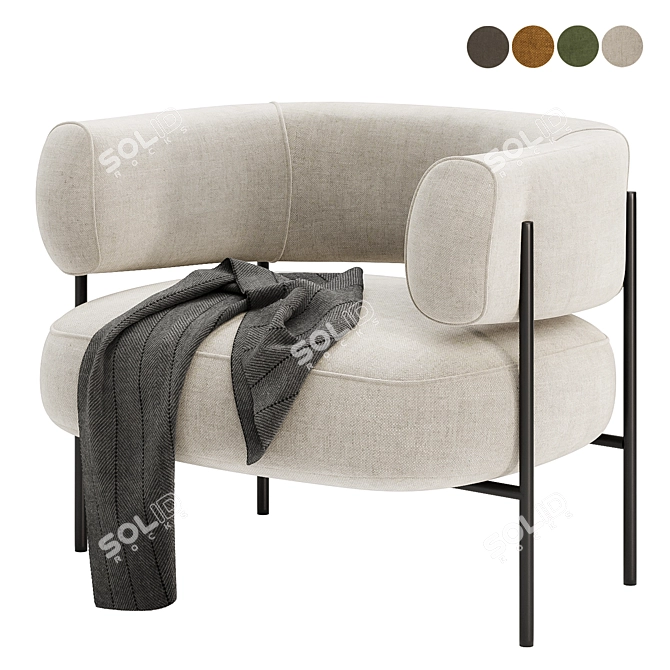 Modern Blanc Armchair, 4 Colors 3D model image 1