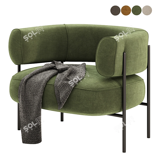 Modern Blanc Armchair, 4 Colors 3D model image 2
