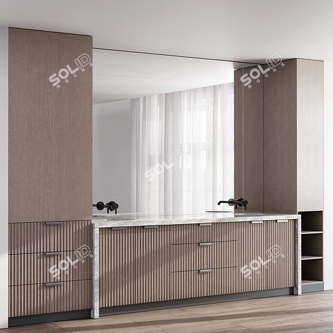 Elegant Bathroom Set with Inbani Faucet 3D model image 2