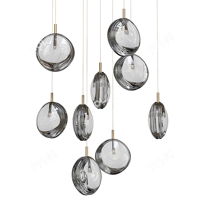  BOMMA Style Clear Lens Chandelier 3D model image 1