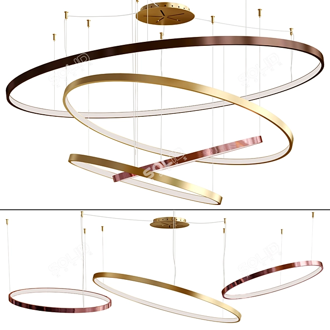 Sleek Metal LED Pendant Lamp 3D model image 1