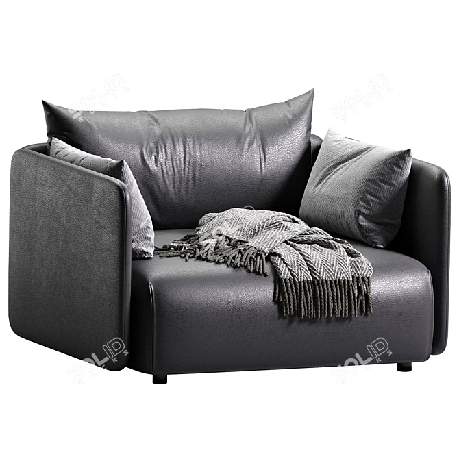 Modern Offset Armchair in Grey 3D model image 1