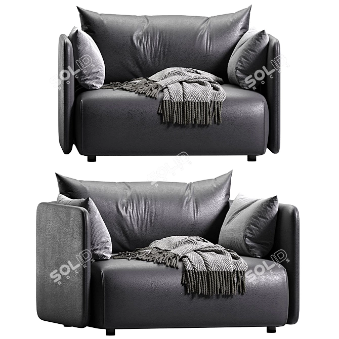 Modern Offset Armchair in Grey 3D model image 3