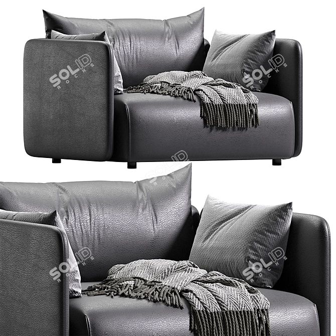 Modern Offset Armchair in Grey 3D model image 5