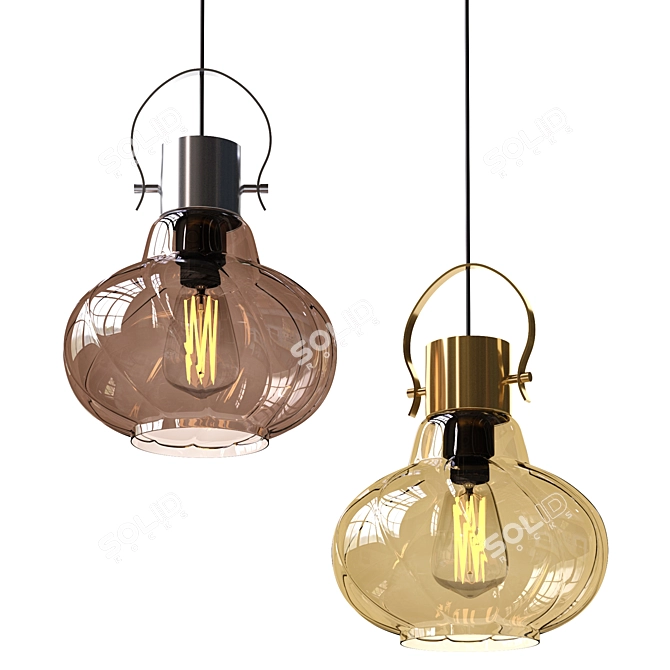 Vintage Glass Pendant Light Chandelier 3D model image 1