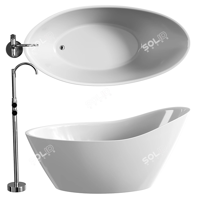 Elegant Andreia White Freestanding Bath 3D model image 1