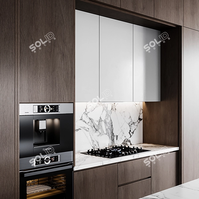 Adjustable Modern Kitchen Design 3D model image 5