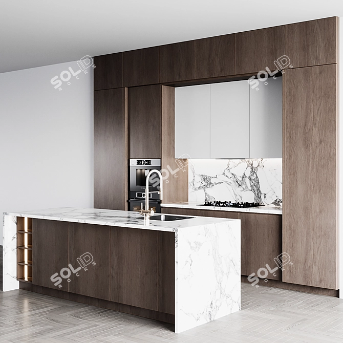 Adjustable Modern Kitchen Design 3D model image 8