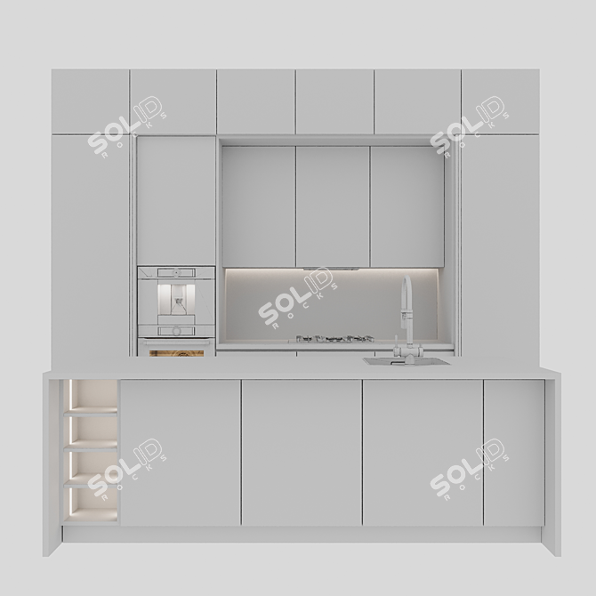 Adjustable Modern Kitchen Design 3D model image 9