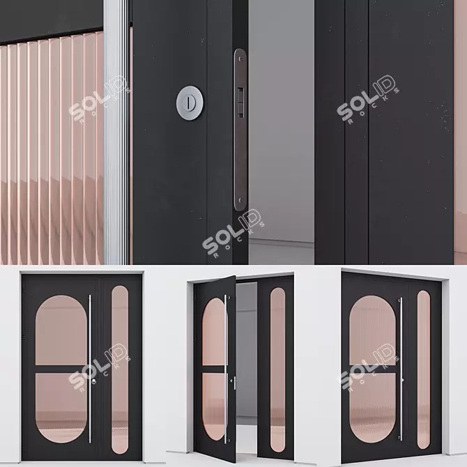 Modern Aluminium Entry Door 325 3D model image 3