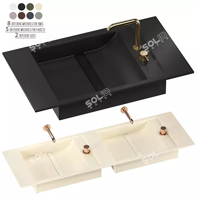 Modern Top Washbasin Set 3D model image 1