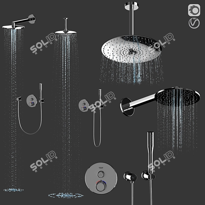 Grohe Wall-Mounted Shower Set 3D model image 1