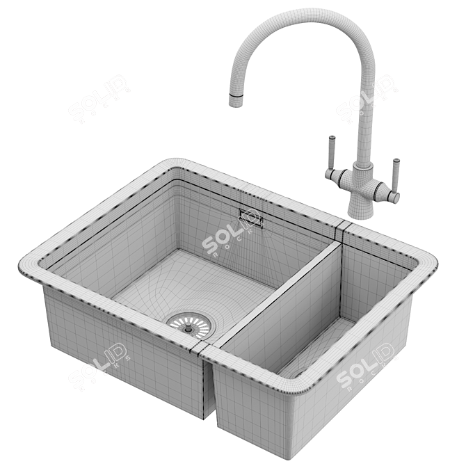 Rustique Ceramic Sink, 55.7cm 3D model image 7