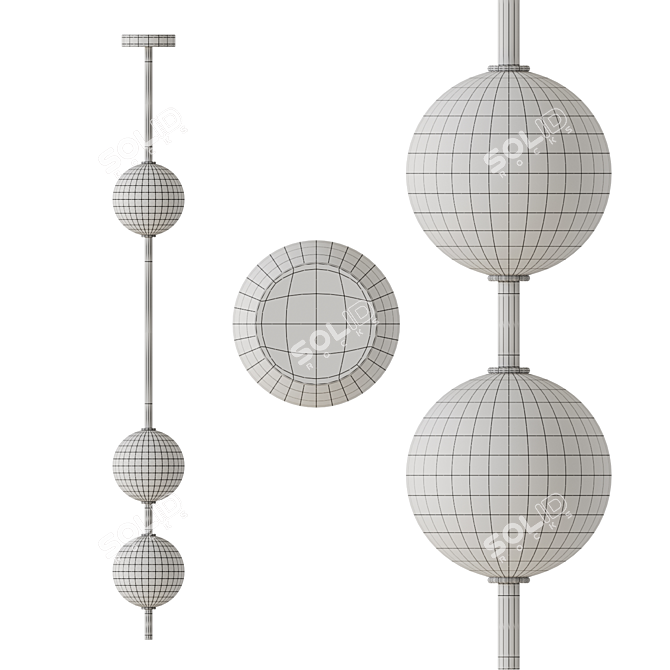 Elegant Brass Globe Lamp Stand 3D model image 3