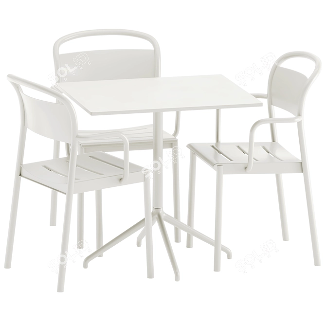 Muuto Steel Armchair & Cafe Table 3D model image 2