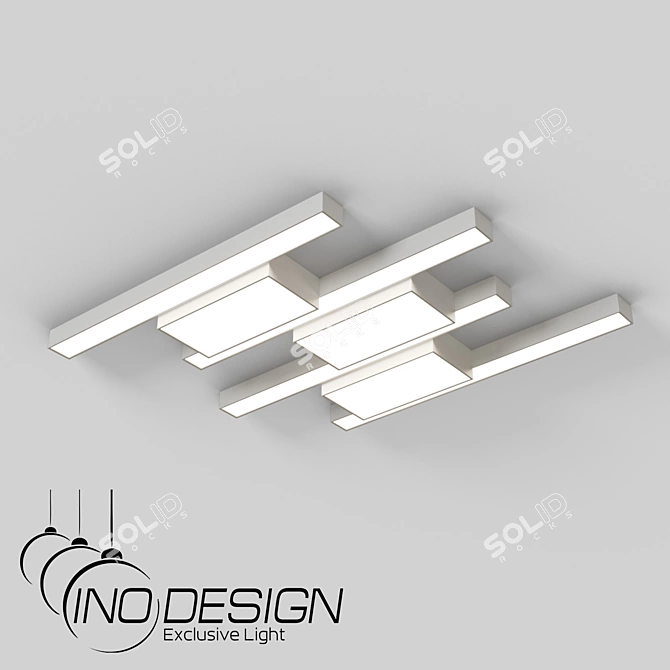 Modern White Metal LED Ceiling Light 3D model image 1