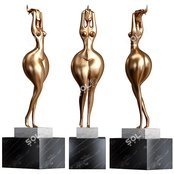 Elegant Home Decor Woman Sculpture 3D model image 1